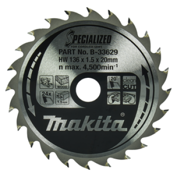 Makita Kreissägeblatt Specialized 136 × 20 mm, 24 Zähne B-33629