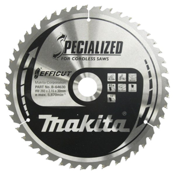 Makita Kreissägeblatt Efficut 260 × 30 mm, 45 Zähne B-64630