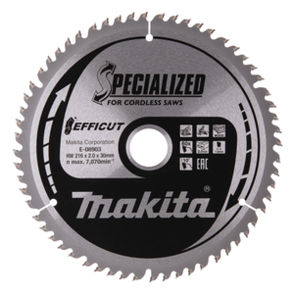 Makita Kreissägeblatt Efficut 216 × 30 mm, 60 Zähne E-08903