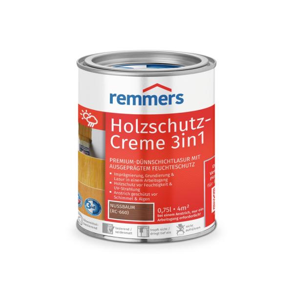 Remmers Holzschutz-Creme 3in1 – Nussbaum – 0,75 l