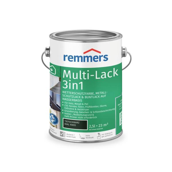 Remmers Multi-Lack 3in1 – tiefschwarz (RAL 9005) – 2,5 l